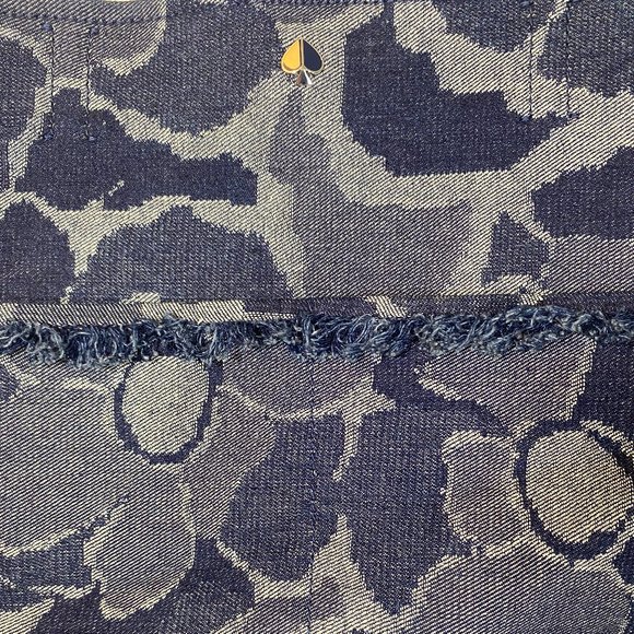 SOLD Kate Spade NY Denim Floral Print Fringe Handbag or Tote Bag Large Satchel - Picture 6 of 10